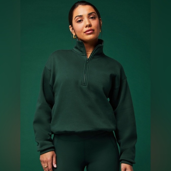 Fabletics Tops - Women’s Half-Zip Pullover Sweatshirt - Dark Green Fabletics